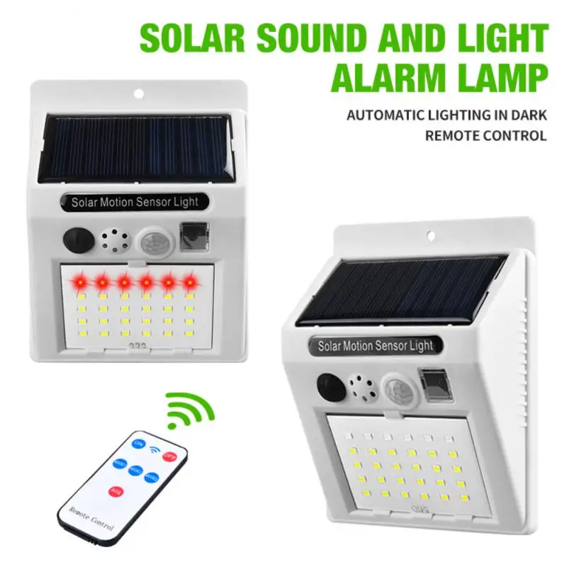 

Solar Wall Light Outdoor Waterproof Alarm Lamp LED Remote Control 3 Modes Wall Lamp For Garden Lawn Courtyard Street Lighting