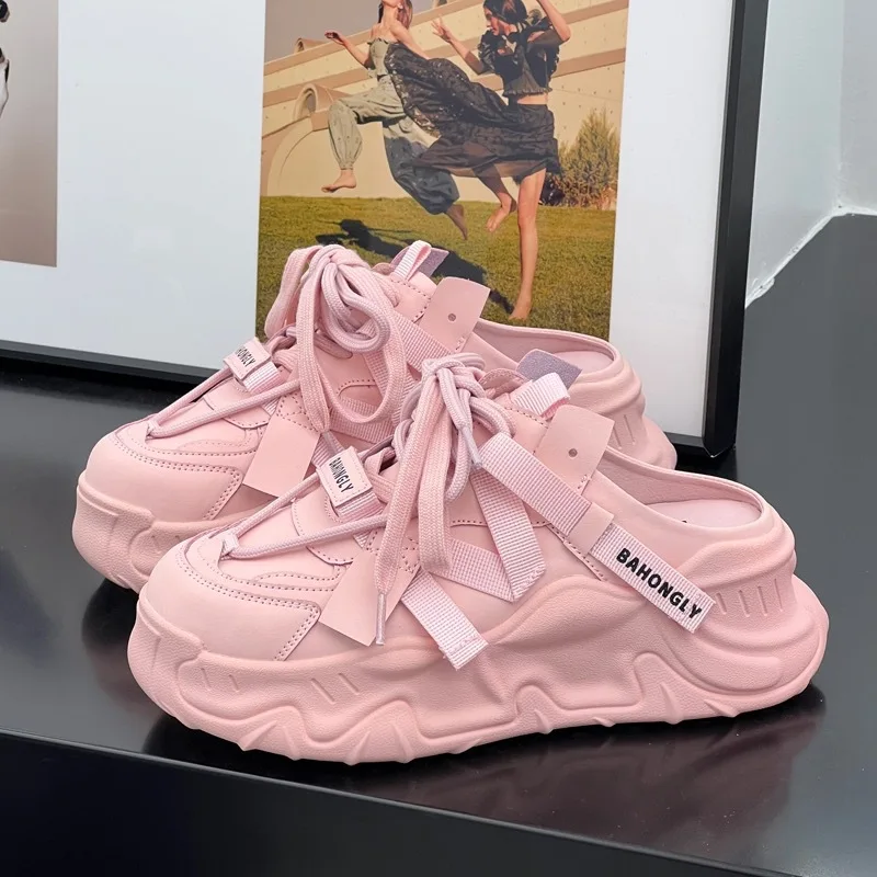 203 Summer Autumn New Designer Platform Shoes Ladies No Heel Soft Sole Solid Color Pink Shoes Female