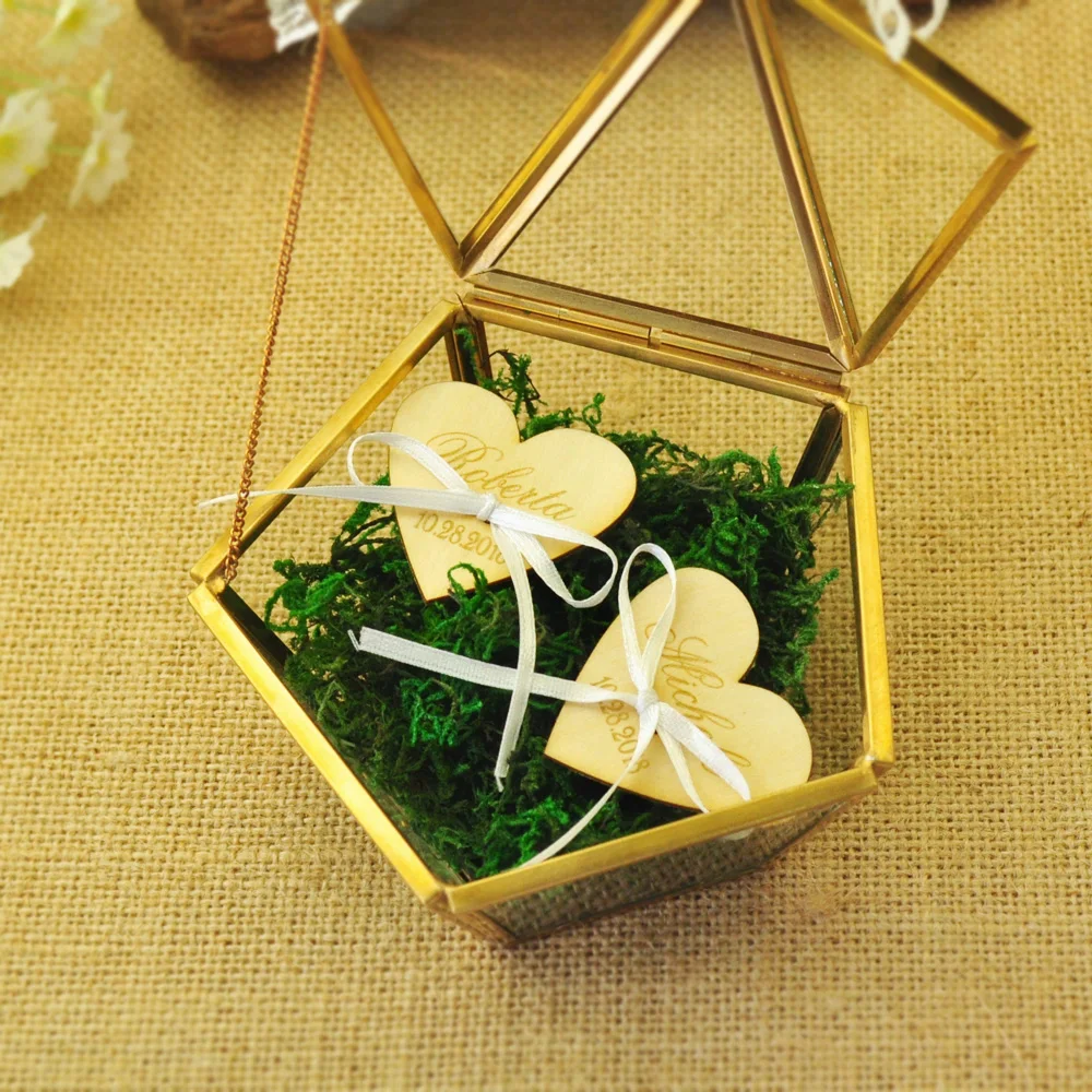 Personalized Glass Wedding Ring Box Rustic Wedding Ring Holder Jewelry Box Proposal Engagement Ring Box Wedding Decor