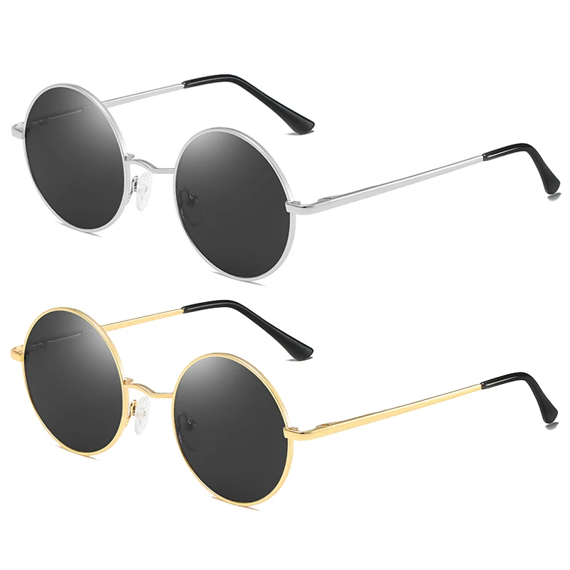Retro Round Polarized Sunglasses Men Brand Designer Sun Glasses Vintage Women Alloy Metal Frame Black Lens Eyewear Driving UV400 |