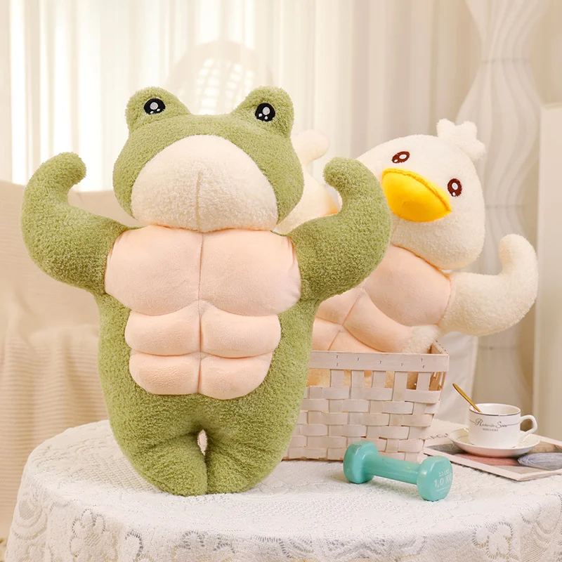 

New Muscle Duck Frog Plush Toy Soft Stuffed Plushies Doll Kawaii Animals Plush Pillow 35/45/55cm Plush Toys for Children Gifts