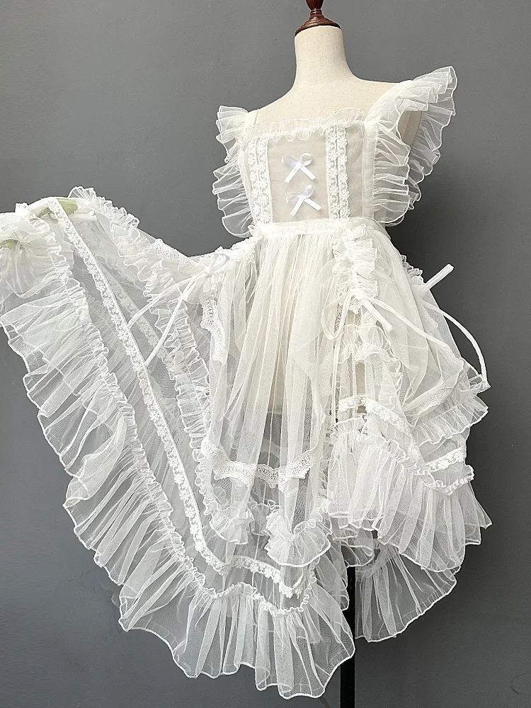 Женское кружевное платье без рукавов милое летнее платье-чулок с оборками на