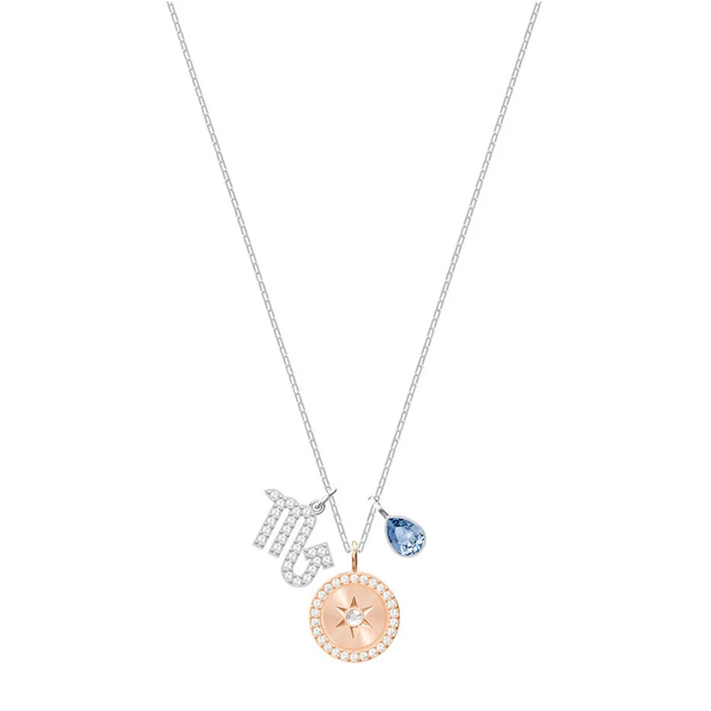 

SWA RO 2019 Winter New Zodiac Pendant Scorpio Teal Pendant Necklace Original Ladies Fashion Gift Jewelry Free Shipping 5349222