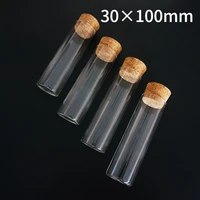 12pcslot 30x100mm flat bottom glass test tubes with cork stopper diy wishing storage jars for school labs or wedding gifts