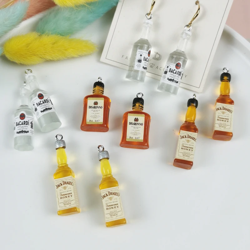 ApeUr 10pcs/pack 3D Alcohol Drink Bottle Drink Charms Earring Keychain Jewlery Findings Phone Case DIY