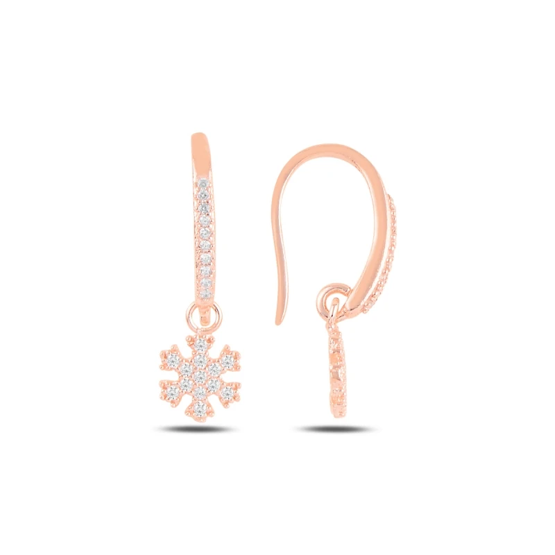 

Silver 925 Sterling Dangle Snowflake Zircon Stone Earrings