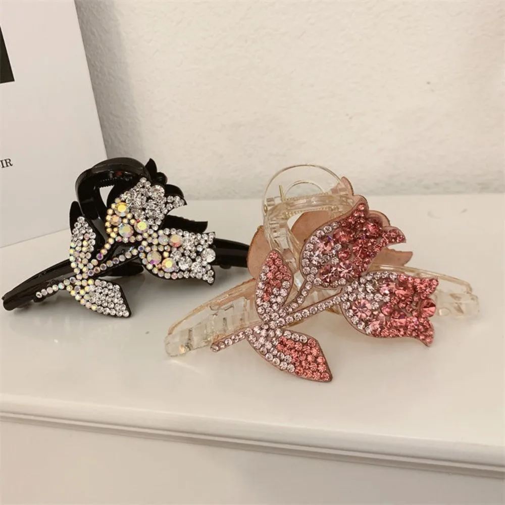 

Vintage Winter Flower Hair Fork Korean Hair Accessories Autumn Tulip Shark Clip Female Hair Claw Girl's Headwear Hair Crab Clip