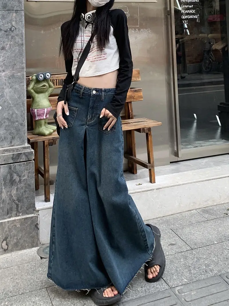 Vintage Plus Size Vintage High Waist Spring Autumn Loose Wide Leg Drag Pants Jeans Y2K Streetwear Korean Clothing Women 2023