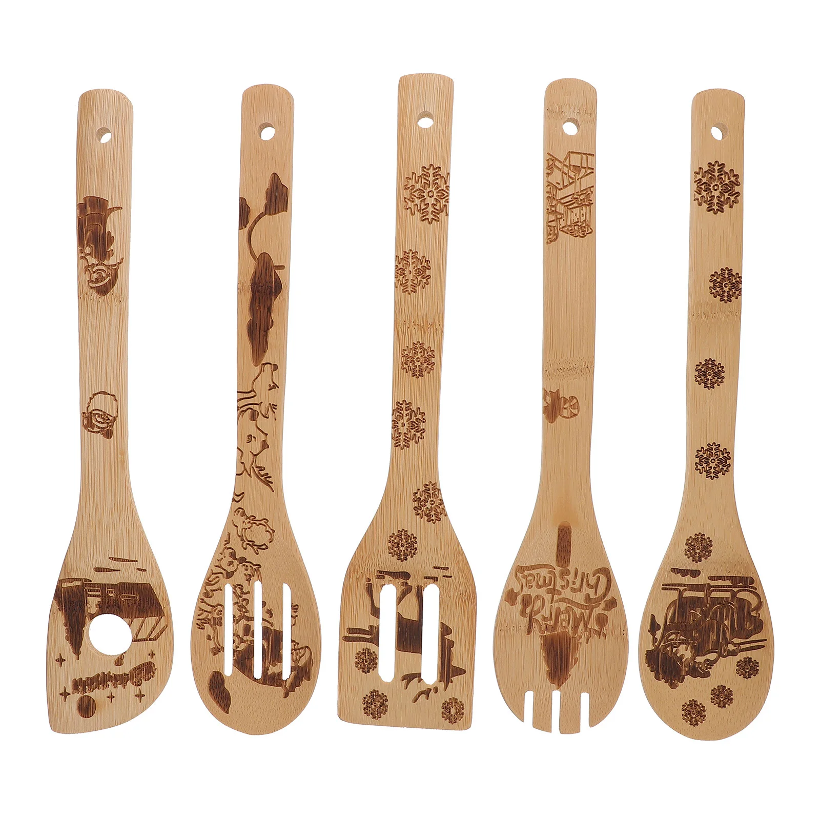 

5pcs Christmas Elements Useful Cooking Spatula Slotted Spatula for Cooking Gift Kitchen