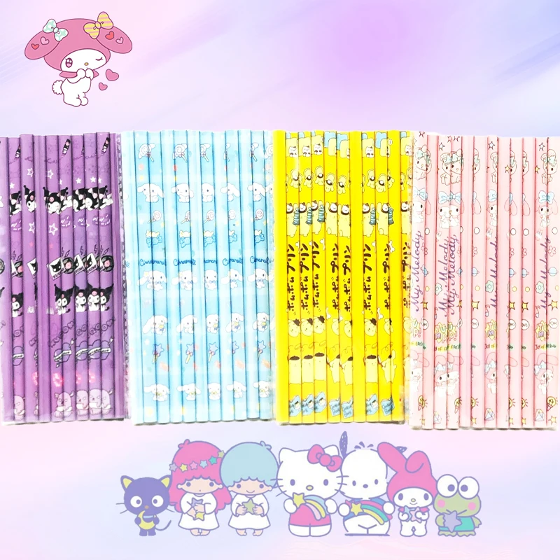 

12Pcs Sanrioed Pencils Kawaii Students Stationery Pupil Anime My Melody Kuromi Cinnamoroll Cute Practical School Kids Gifts Toy