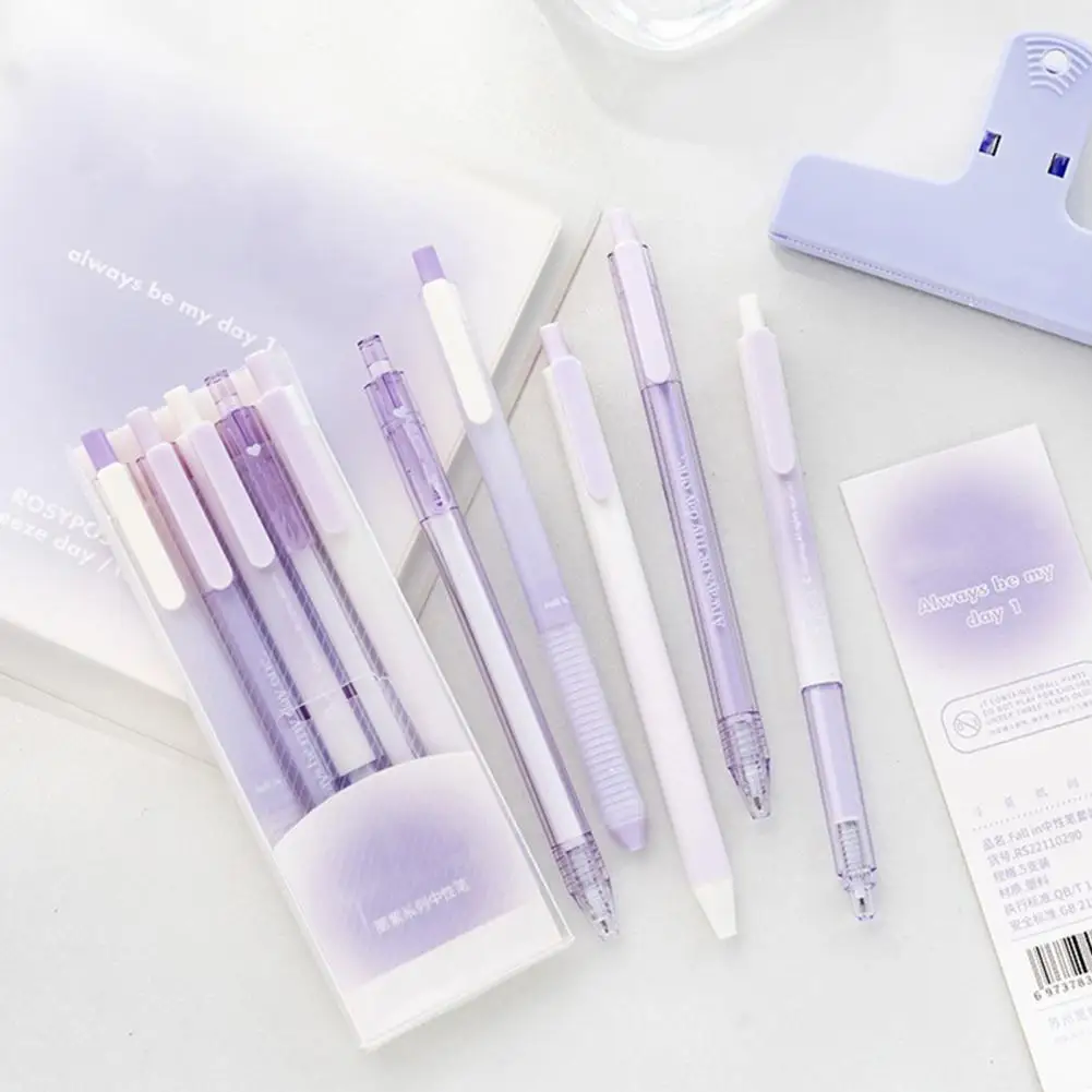 

Portable 5Pcs/Box Good-looking Pink Blue Purple Plastic Gel Pen Stationery Gel Pen Detachable Office Supplies