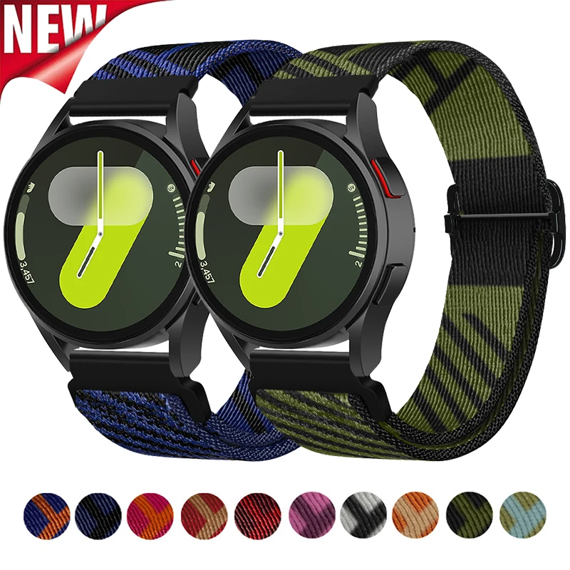 Ремешок нейлоновый Плетеный для Samsung Galaxy 7 Band 6 5 4 40 мм 44 6Classic 20 браслет Huawei Watch GT5 4Pro