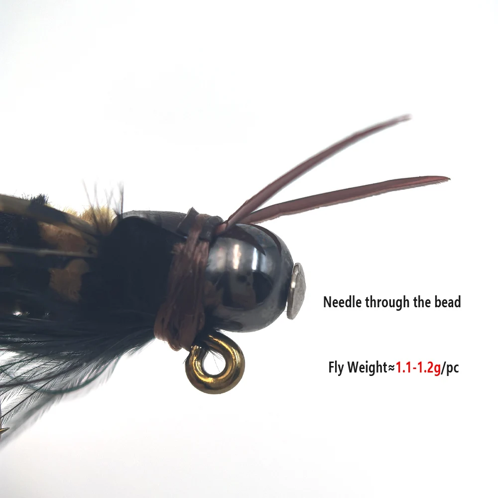 Фото ICERIO 4 шт. пояс Stonefly Bug Jig Fly латунная головка из бисера резиновые ножки синель Boday большая нимфа нахлыстовая приманка для ловли форели №4