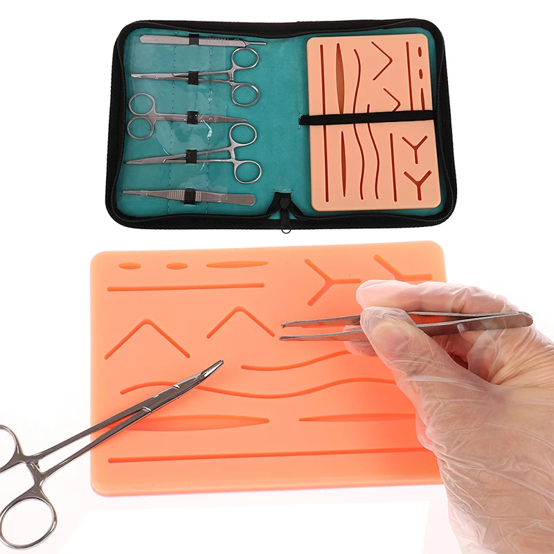

1set Reusable Surgical Medical Practice Traumatic Simulation Wounds Training Teaching Model Suture Pad Silicone Fake Skin Suture