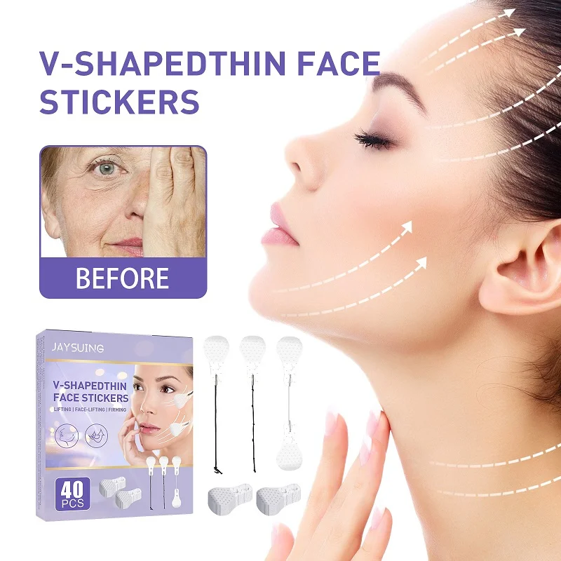 

40pcs Invisible Breathable Thin Face Stickers Facial Line Wrinkle Sagging Skin Waterproof V-Shape Tighten Chin Lifting Patches