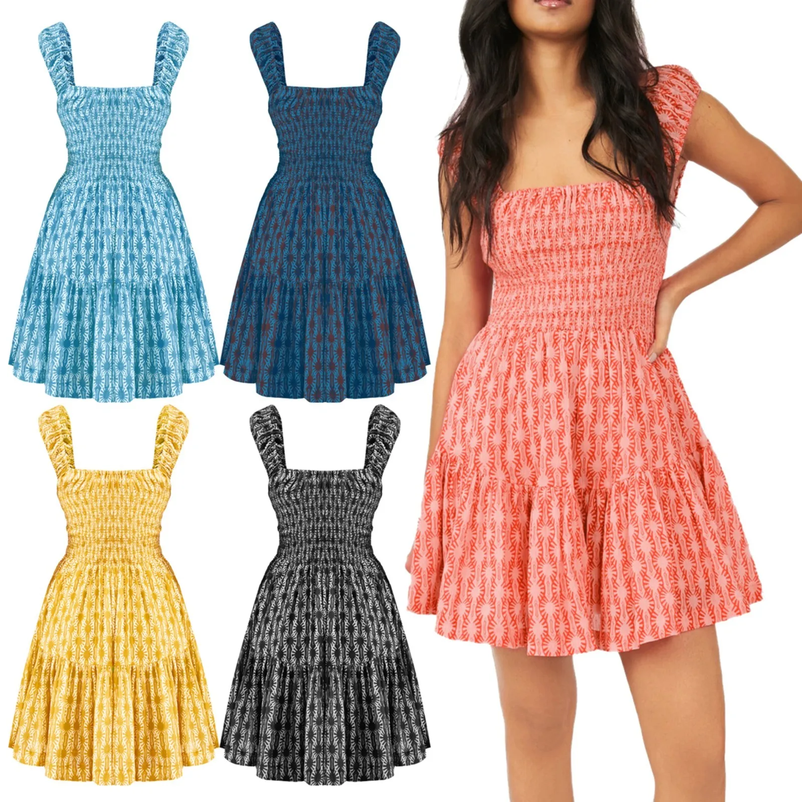 

Элегантные Выпускные платья для женщин платье с цветочным принтом женская юбка в стиле бохо плиссированная юбка Макси платье Маленькая длина