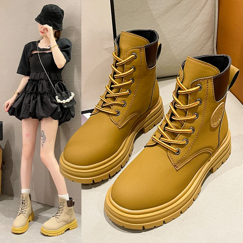 

2022 Autumn New Platform Women Goth Snow Fad Boots Mid Heels Sexy Chelsea Shoes Trend Designer Women Gladiator Motorcycle Boots