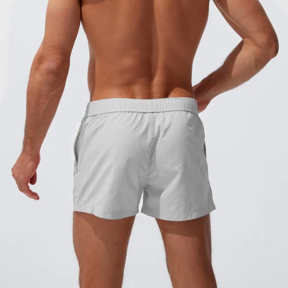 

Boxer Swimming Trunks Pocket Summer Comfortable Men Pure Color Surf Shorts