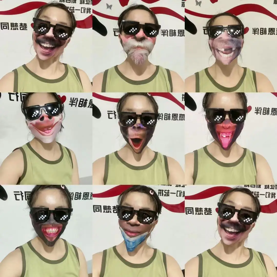 Смешная Женская 3D маска для лица с принтом Kpop моющаяся тканевая хлопковая мужчин