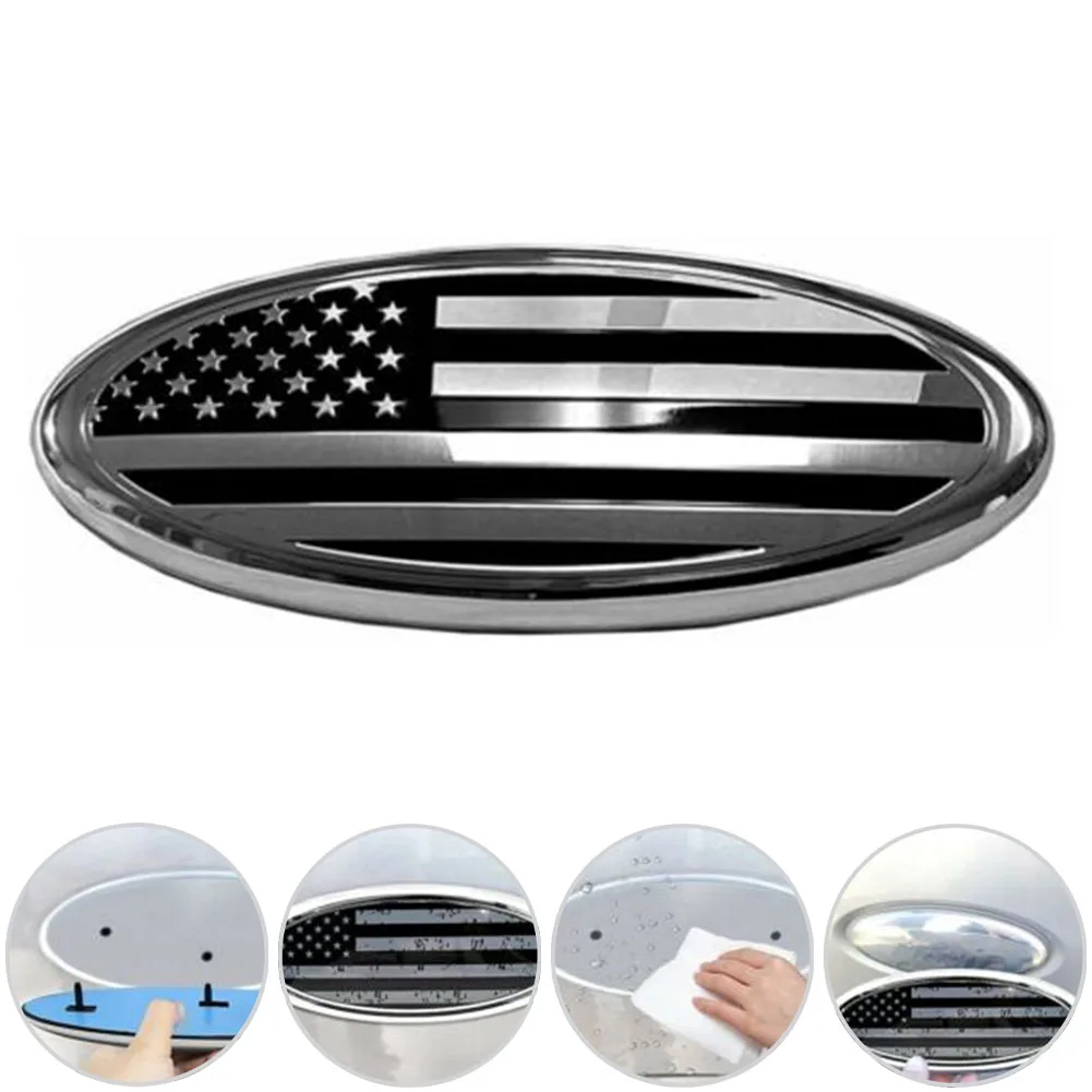 

9Inch Silver Front Grille Tailgate Flag Oval Emblem Badge 23*9cm Auto Emblems For F150 F350 Car Decoration Accesories