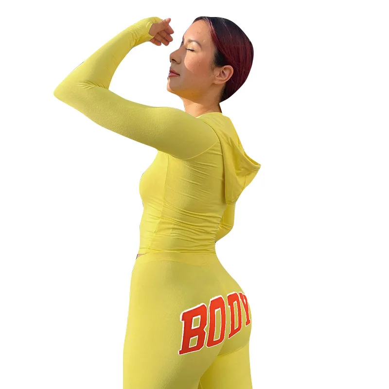 

Spring/Autumn 2022 European and American fashion printed long-sleeve suit leisure simple fashion yoga two-piece