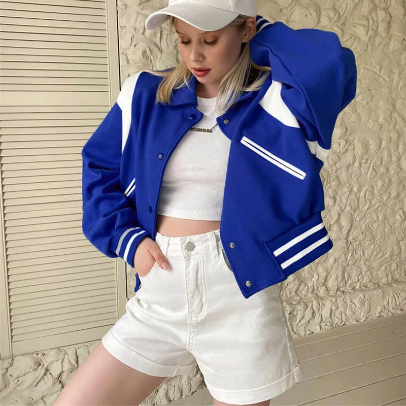 Winter Jackets Women Colorblock Outfit Long Sleeve Turn Down Collar Female Tops Outerwear Button Coats Fashion Casual Clothes