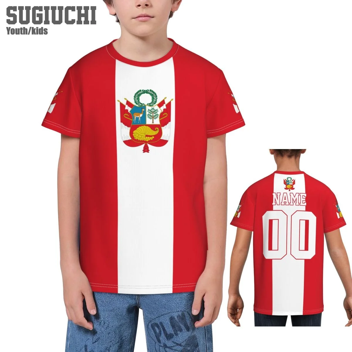 Пользовательское имя номер флага Перу эмблема 3D футболки для детей молодежные