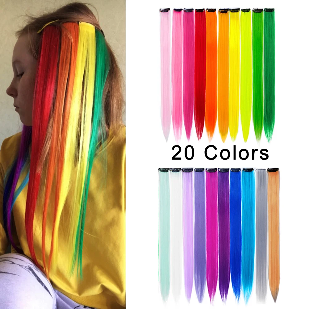Ed Highlight Synthetic Hair Extensions Rainbow 22inch Straig