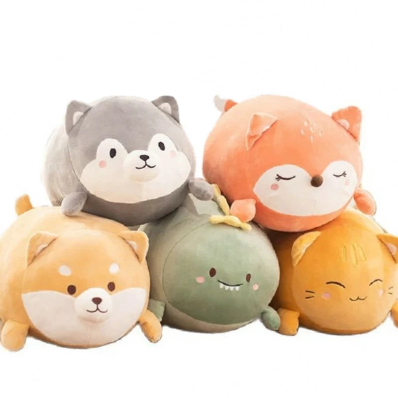 New 50cm Cute Fat Round Husky Fox Shiba Inu Dog Plush Toy Stuffed Animals Soft Doll Throw Pillow Cushion Kids Toys Birthday Gift