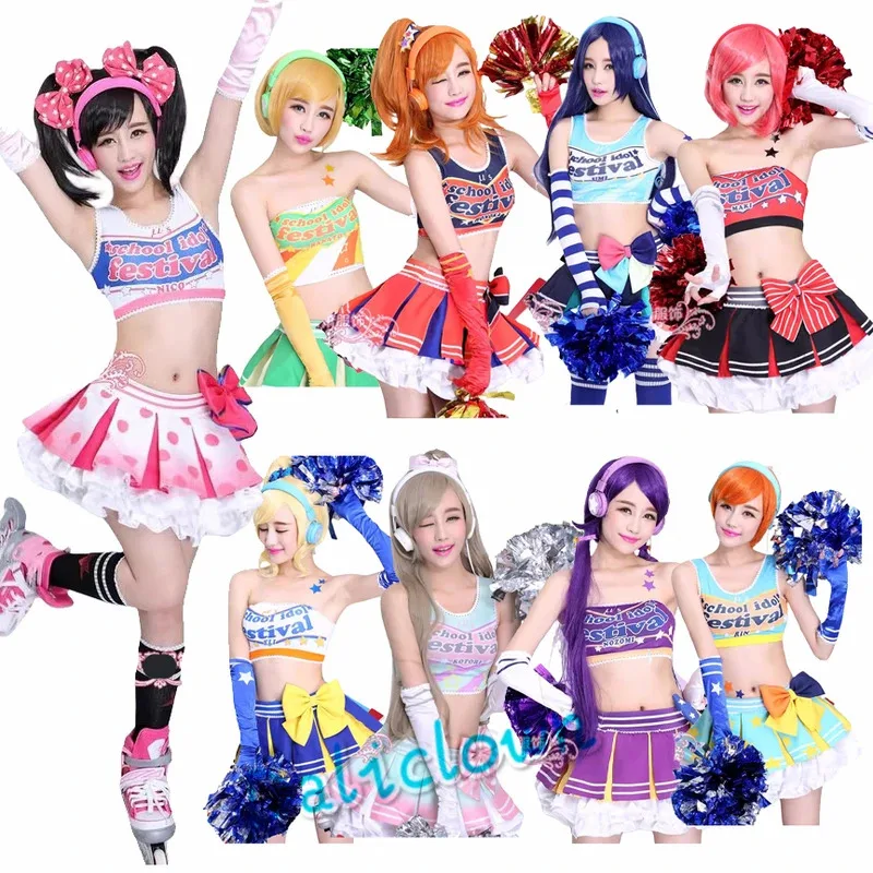 Фото Love Live October Sports Cheerleader Nico Yazawa Honoka Kotori Tojo Maki Экипировка Униформа Аниме Lovelive Cheer Косплей Костюм №2