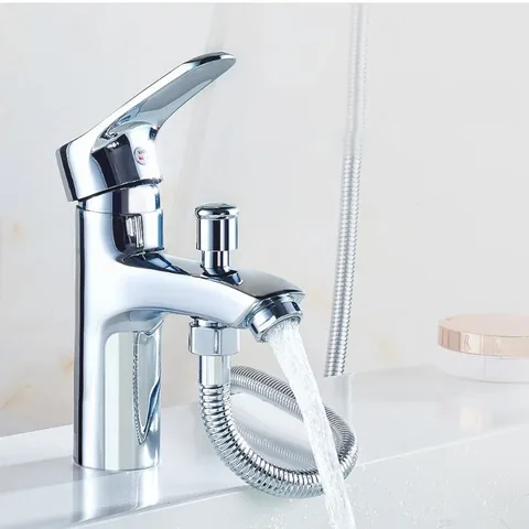 Латунные смесители для ванной комнаты, многофункциональный смеситель для раковины с одной ручкой, бытовой смеситель для горячей и холодной воды с водопроводной трубой 60 см