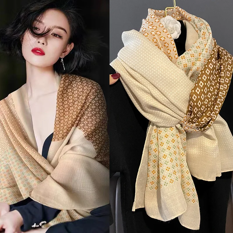 

Новинка 2022, модная шаль, женский шарф, зимний теплый элегантный женский хиджаб из хлопка и льна, шарфы из пашмины
