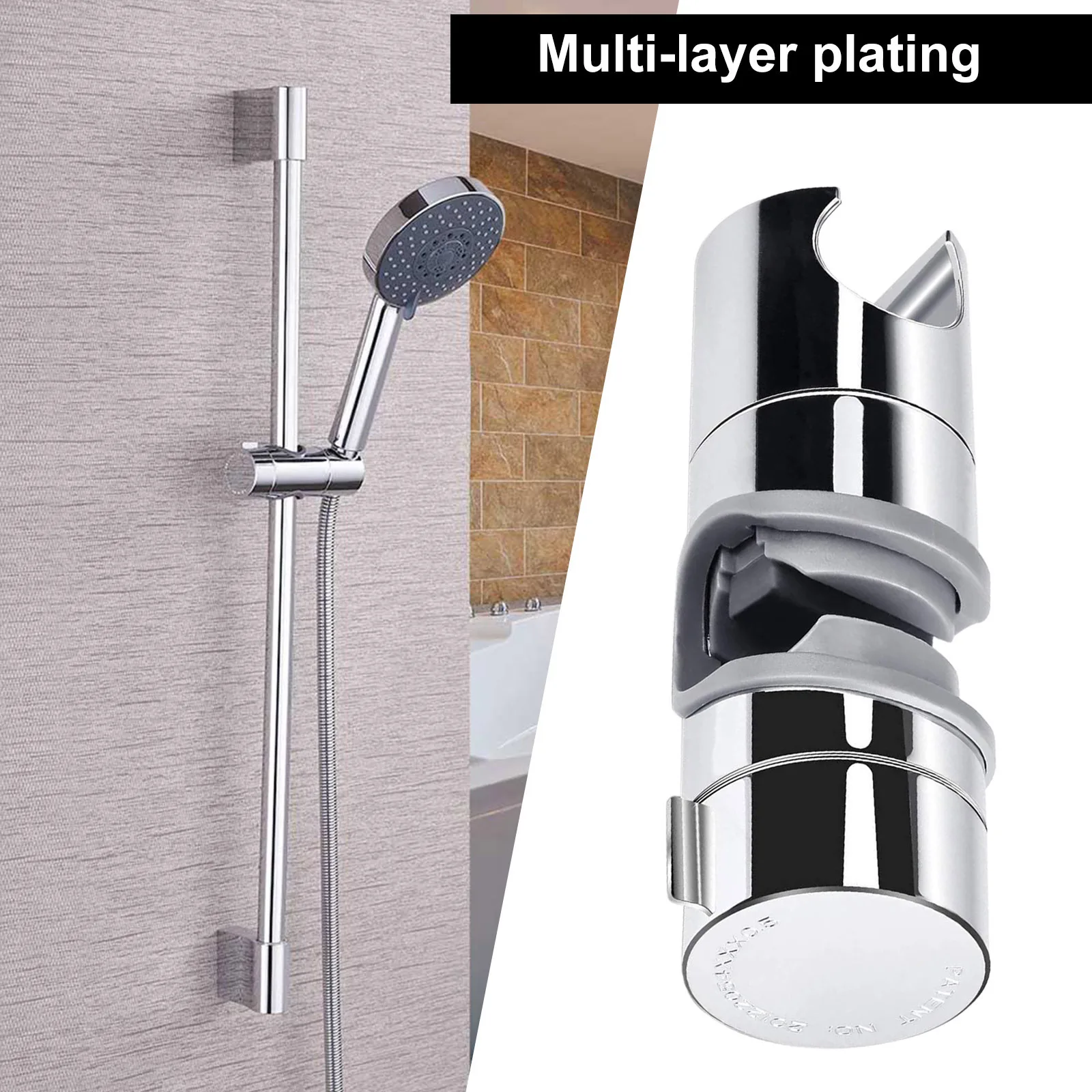 

360° Rotation Adjustable 18-25mm Shower Head Holder Shower Holder Clamp Showerhead Rail Slide Bracket Bathroom Accessories