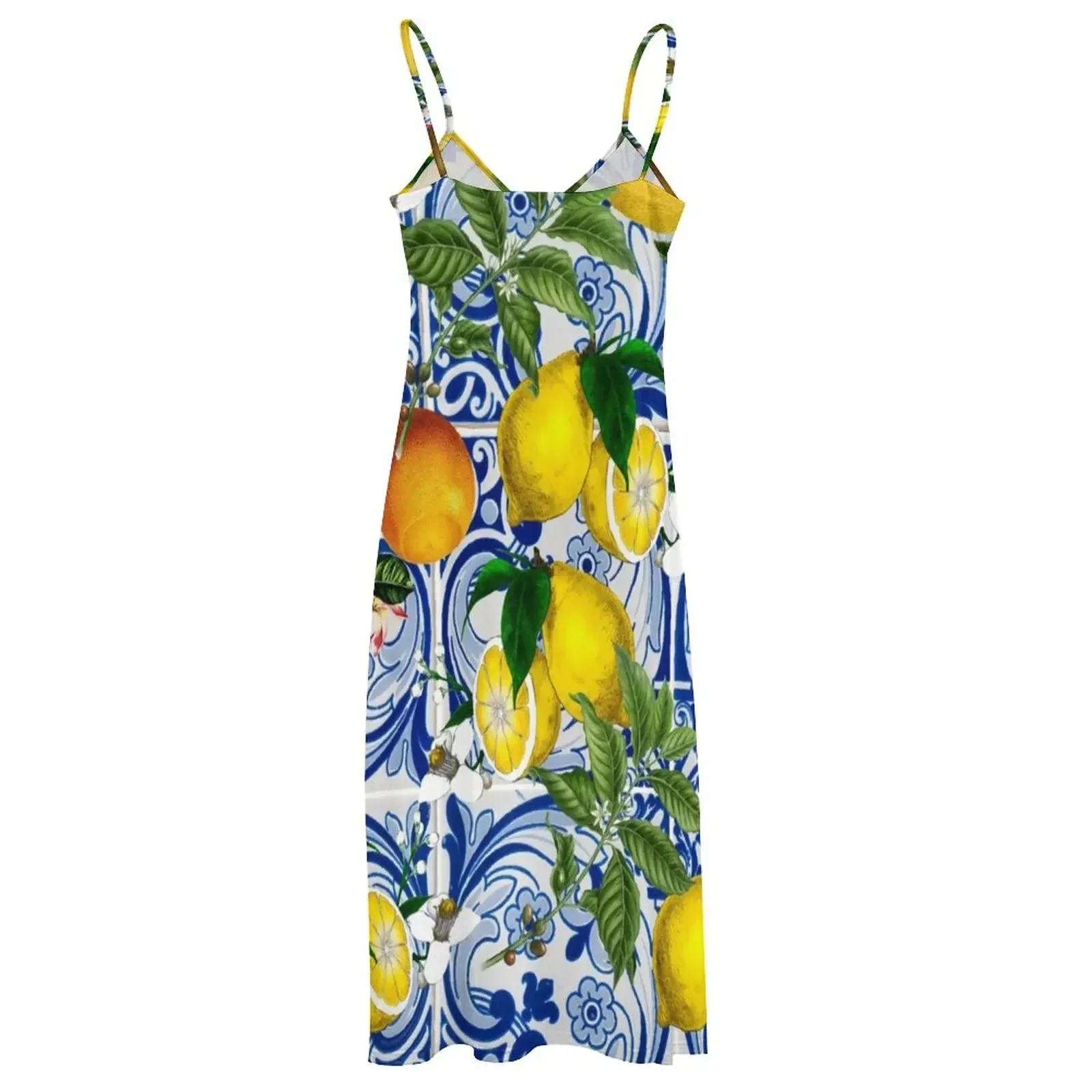 Средиземноморское лимонное платье без рукавов летнее женские платья 2024