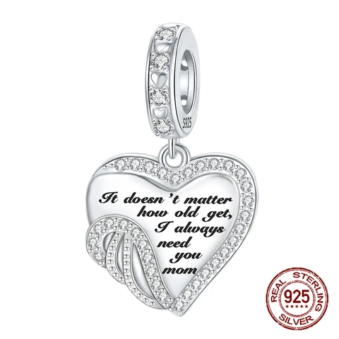 925 Sterling Silver I Always Need You Mom Mother's Day Pendant Charm Fit Original Charms Bracelets Women DIY Jewelry Gift