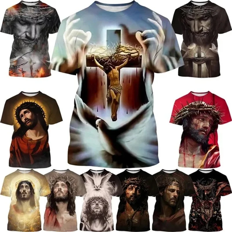 

New Christian Cross Fashion 3D T-Shirts About Jesus Christ Loves Everyone Christian Women Mens T-Shirts Cheap Breathable Tees