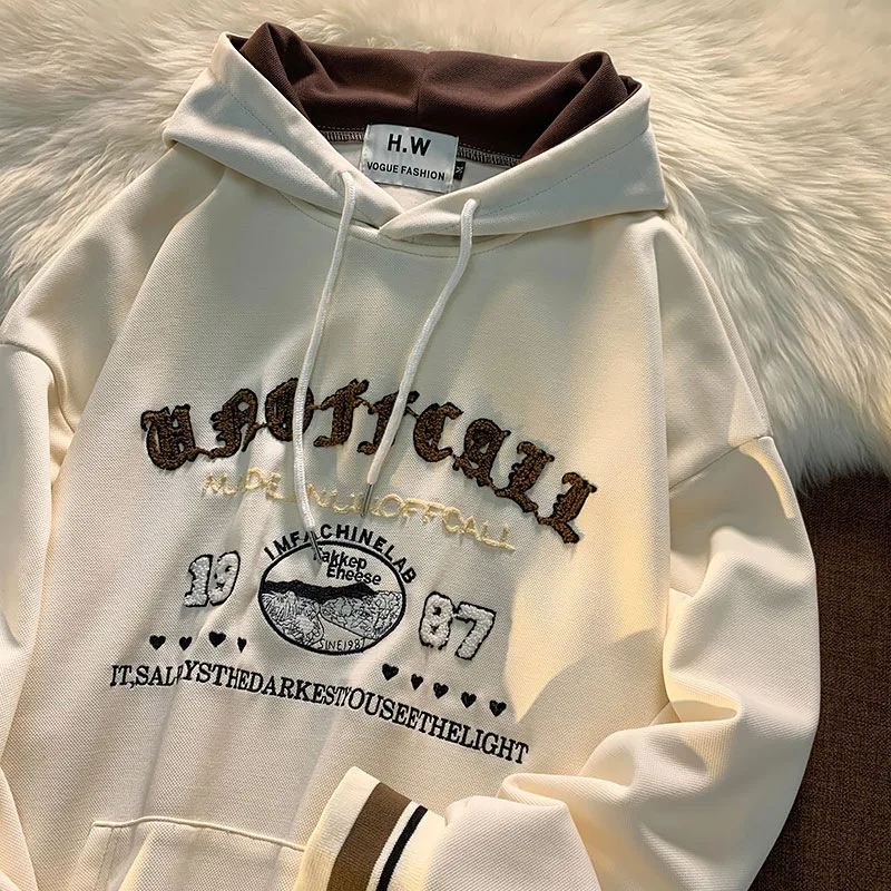 

American style high street towel embroidered sweater for women in spring and autumn, thin and niche design, lazy, high-level, do