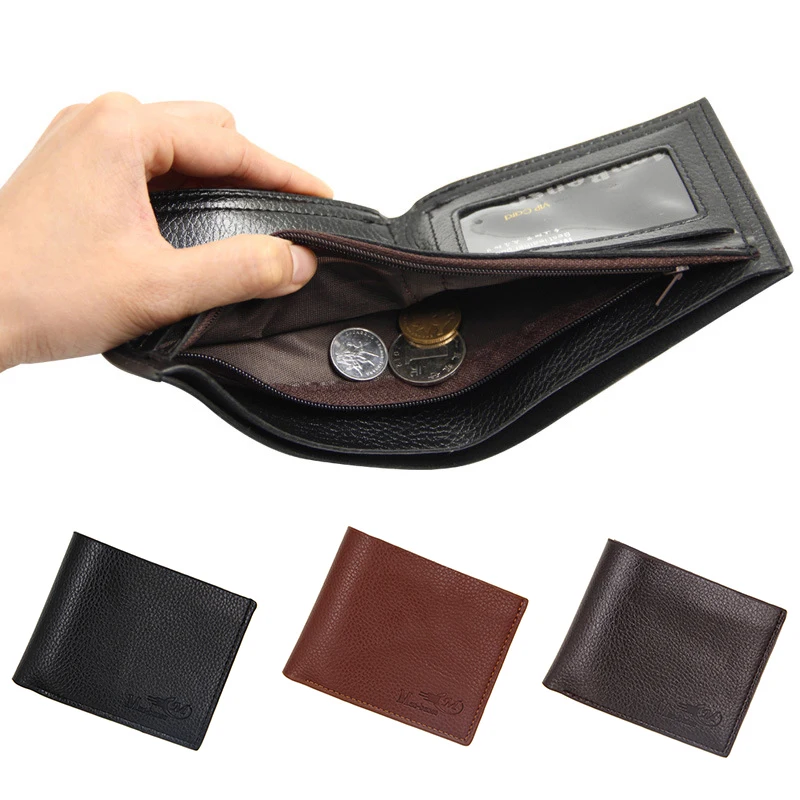 

PU Leather Mens Wallet Male Clutch Money Purse Small Coin Purse Credit Card Holder Short Style Vintage Litchi Pattern Money Bag