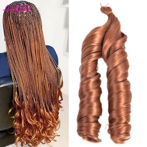 Synthetic French Curly Crochet Hair Silky Spiral Curls 22 Inch Bouncy Ombre Blonde Braiding Hair Bulk Hair Extensions Luoyudu