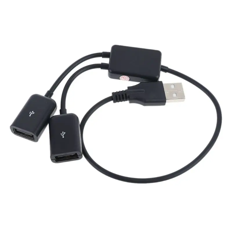 

USB 2.0 Male to Dual Female Adapter Hub Cable USB OTG Splitter Connector 13.7in P9JB