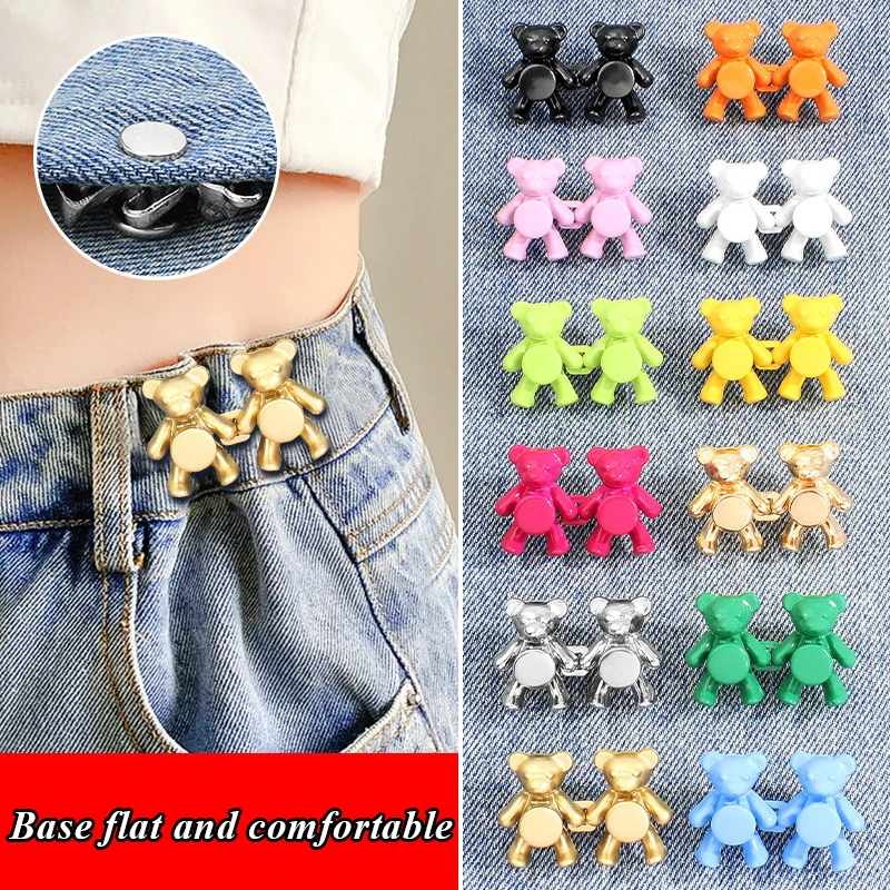 

Nail-free Jeans Bear Waist Buckle Removable Closing Artifact Invisible Snap Button Tightening Waistband Button Pant Adjustable