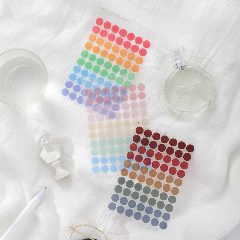 

3 Sheets Colorful Dot Waterproof Sticker Scrapbooking Journal Diary Decorative Flakes Office Stationery Accessories Art Supplies