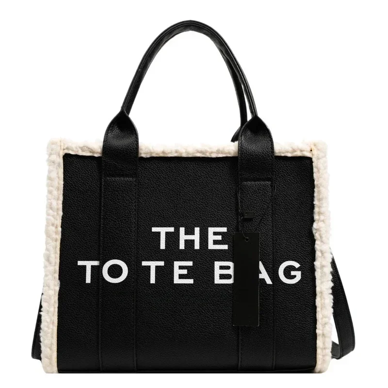 

Designer Tote Bag for Women Winter Lamb Wool PU Fashion Letters Handbags Women's Luxury Shoulder Crossbody Bags Handbag Totes