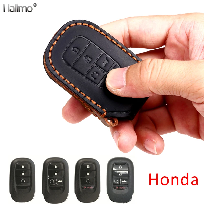 

Hallmo Leather Car Key Case Cover Key Bag for Honda Accord Civic CR-V CRV Vezel Pilot Passport Insight EX EX-L Travel 2021 2022