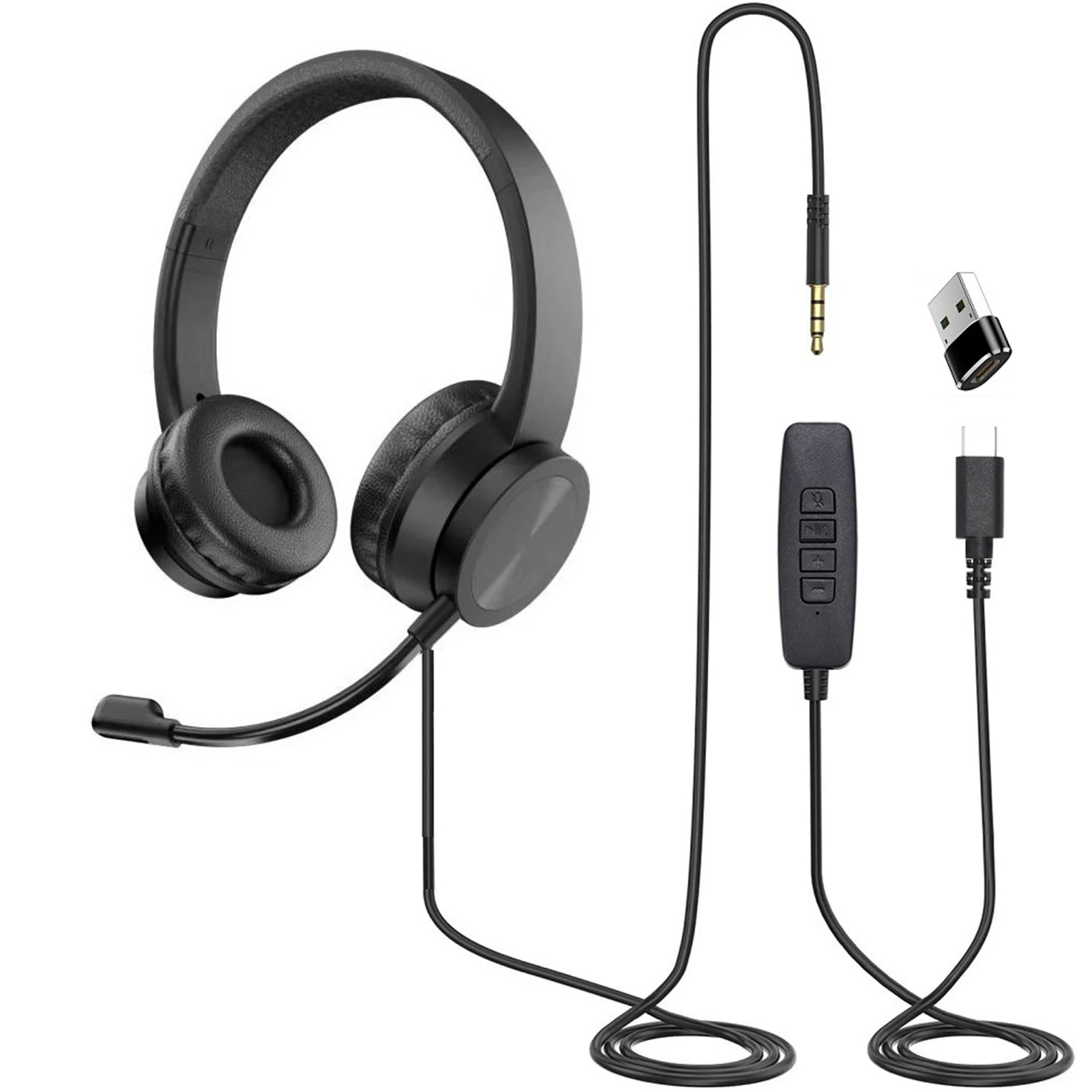 

3 In 1 Classroom Business Computer Noise Cancelling Wired Headset With Microphone Lightweight Call Center Stereo USB Comfortable