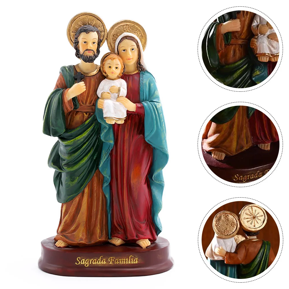 

Mary Statue Virgin Religious Figurine Resin Decor Family Jesus Holy Catholic Statues Simulation Desktop Madonna Figurines Child