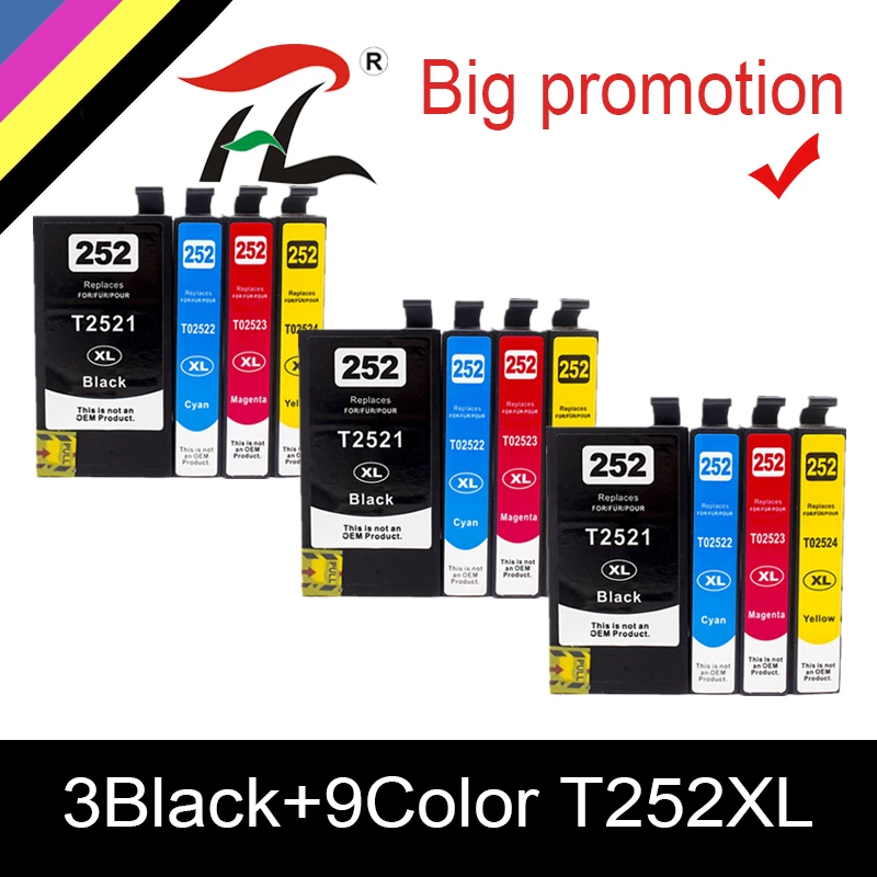 Совместимый с HTL картридж чернилами T252XL 252XL замена для Epson T252 T2521 внешний диаметр