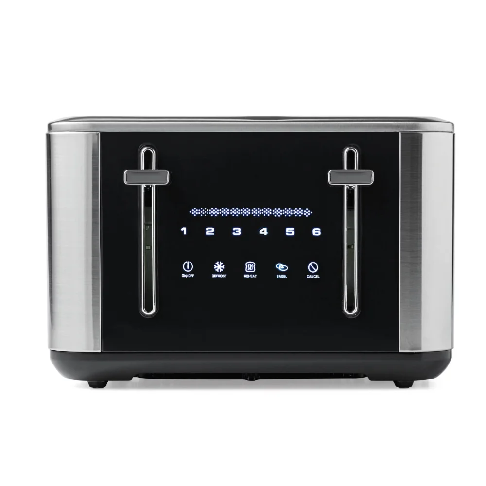 

Touchscreen 4-Slice Toaster, Stainless Steel and Black Bread Maker Breakfast Machine