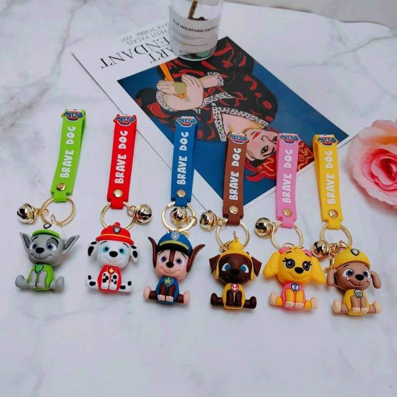 

DisneyThree-dimensional Doll Car Key Small Pendant Anime Figure New Personality Cartoon Puppy Woof Team Cute Silicone Keychain