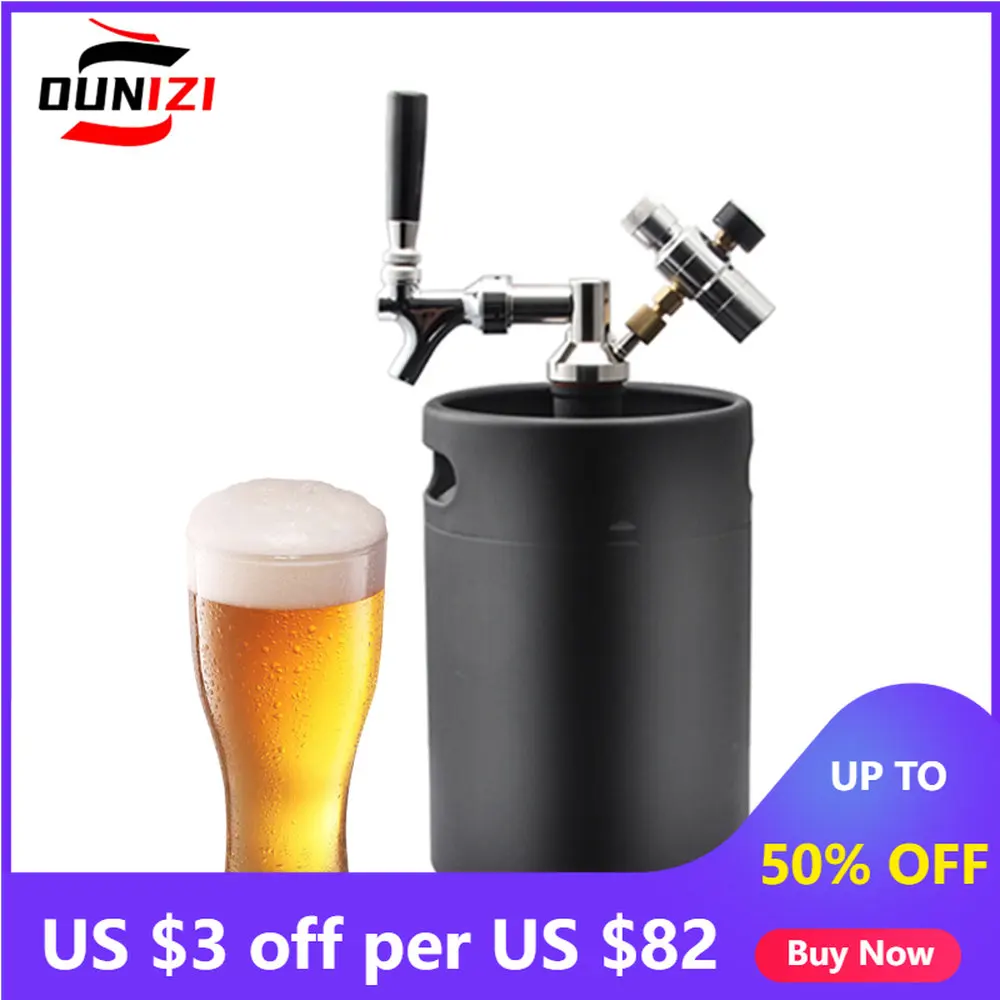 

5L Mini Keg Pressurized Beer Keg System Stainless Steel Mini Keg Growler Adjustable Beer Tap Faucet Premium CO2 Charger Kit